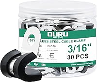 Vista 1 de 30 piezas de abrazadera de cable de 3/16 pulgada, abrazaderas de cable aisladas con revestimiento de goma de acero inoxidable 304 - abrazaderas