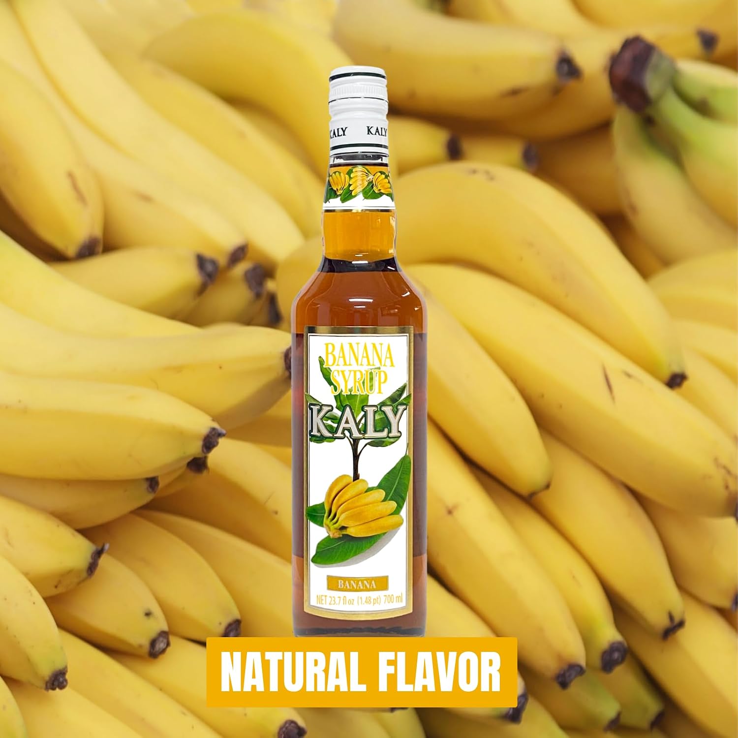 KALY Brazilian Syrup – Natural Banana Flavor, Intense & Delicious, Pure Cane Sugar, Great for Cocktails & Mocktails, Gluten-Free, Kosher, Non-GMO, Dairy-Free – 700 ml / 23.7 Fl Oz