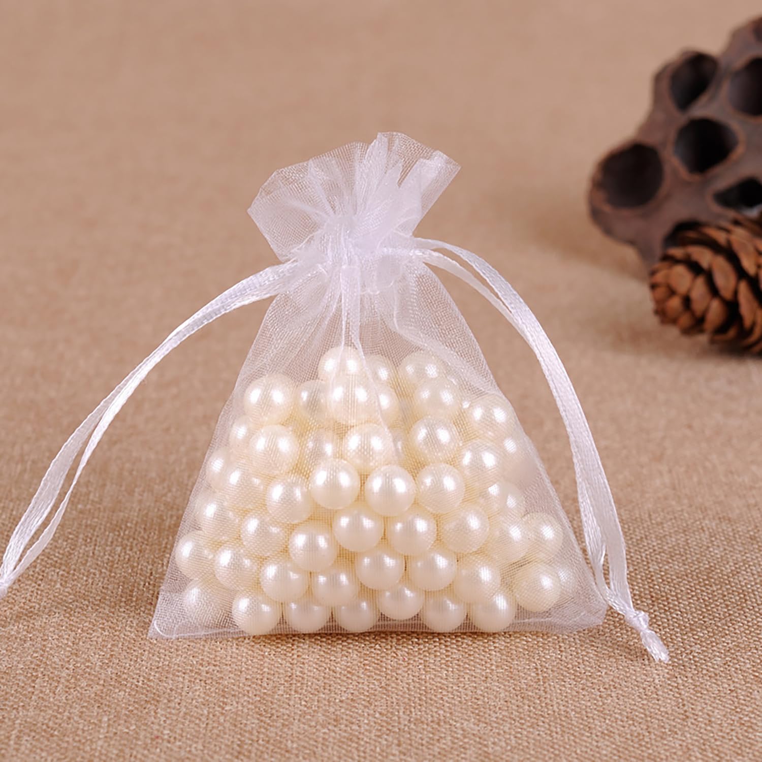 vaolmlop 100 witte organzazakjes, 7 x 9 cm, kleine cadeauzakjes met trekkoord, voor snoep, bruiloftszakjes, sieraden vaolmlop 100 witte organzazakjes, 7 x 9 cm, kleine cadeauzakjes met trekkoord, voor snoep, bruiloftszakjes, sieraden