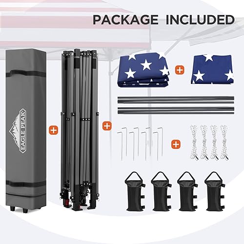 Vista 8 de EAGLE PEAK Tienda de campaña desplegable de 17 x 10 pulgadas, refugio instantáneo para exteriores con media toldo ajustable doble