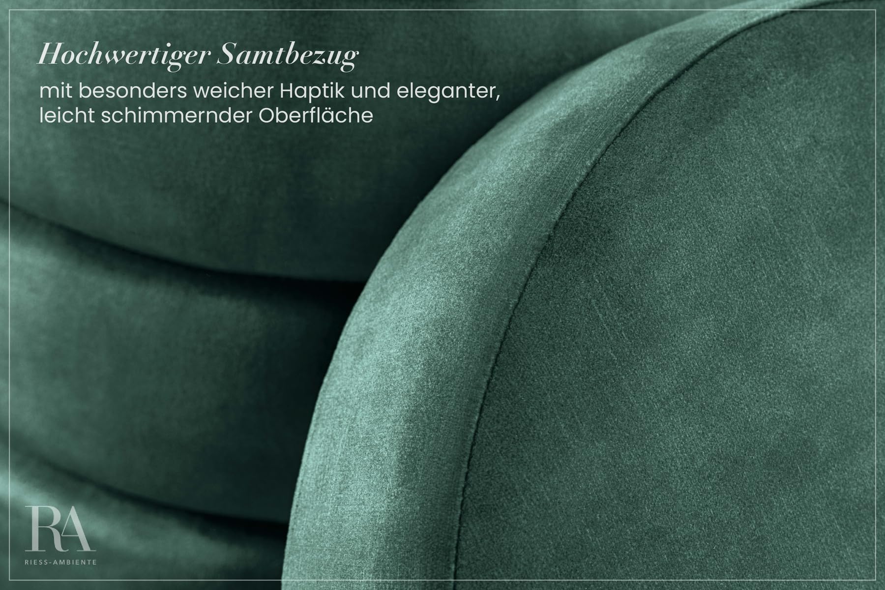 Riess Ambiente Runder Polsterhocker Vogue - H:42cm - grün - Stilvoller Hocker mit Stauraum und Samtbezug