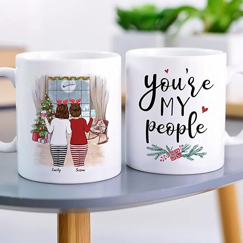 Miniatura 9 de Gossby Taza de café de Navidad personalizada para amigas, regalos de amistad personalizados para mujeres con diseño, nombre, regalo de mujer para