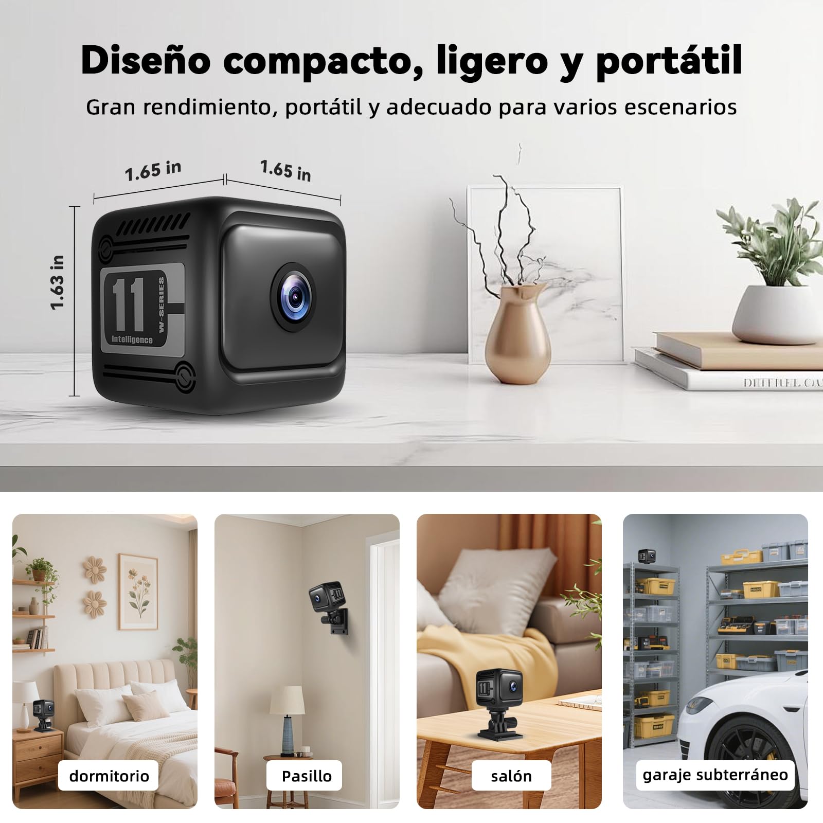 Mini Cámara Espía HD 1080P, Cámara de Vigilancia Interior Wi-Fi Inalámbrica, Detección de Movimiento y Visión Nocturna, Bebés Mascotas, Notificaciones & Visualización en App, Negro