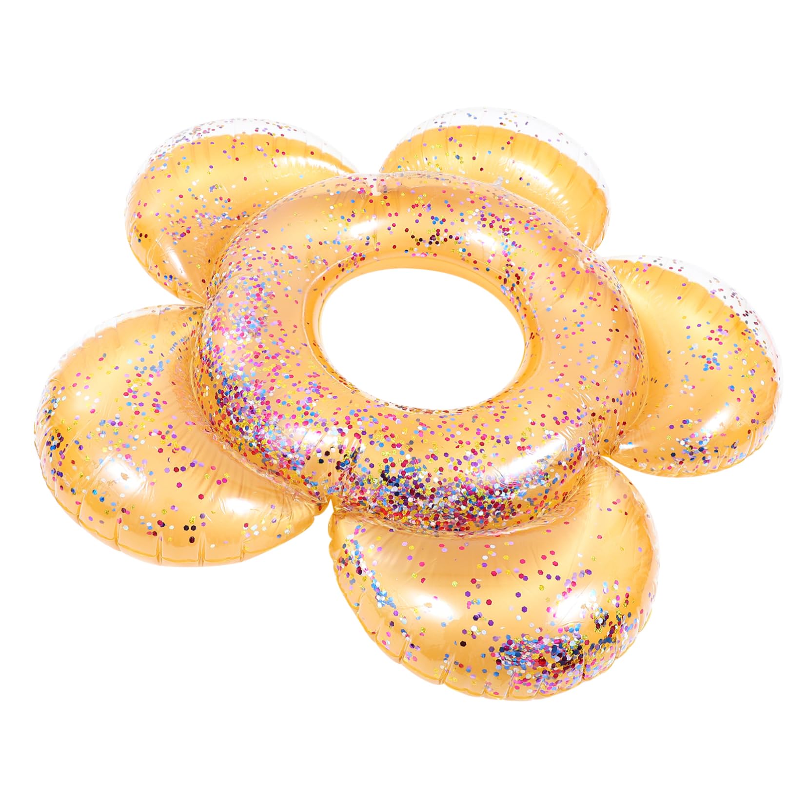 Flatable Sequin Flower Swim Ring Secure Pool Floating Ring PVC Material for Beach Pool Events