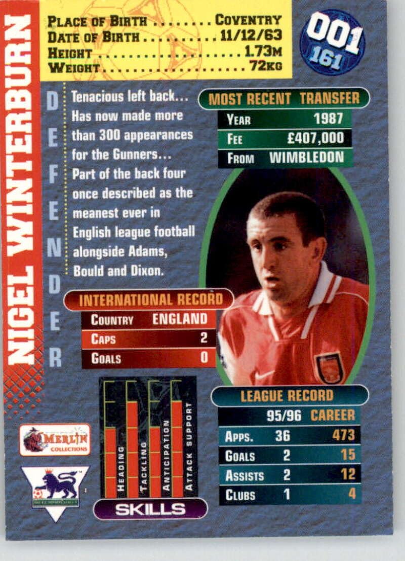 Amazon.com: 1996-97 Merlin's Premier Gold #1 Nigel Winterburn