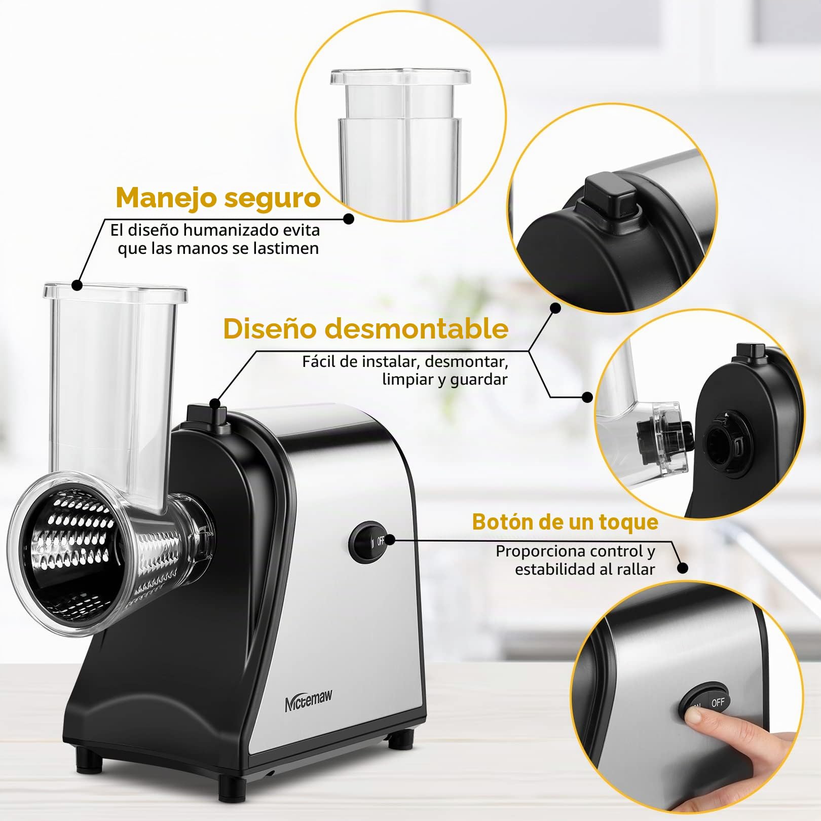 Cortador de verduras eléctrico de acero inoxidable 250 W para verduras de cocina con 5 tambores de corte