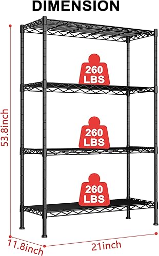 Miniatura 3 de Estantería de 4 alambres de 14 pulgadas de largo x 36.2 pulgadas de ancho x 53.5 pulgadas de alto (4 niveles), estante de almacenamiento de metal