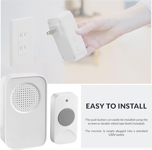 Miniatura 5 de Newhouse Hardware WCMP - Kit de timbre de puerta inalámbrico enchufable blanco  Timbre inalámbrico para el hogar y la oficina con timbres
