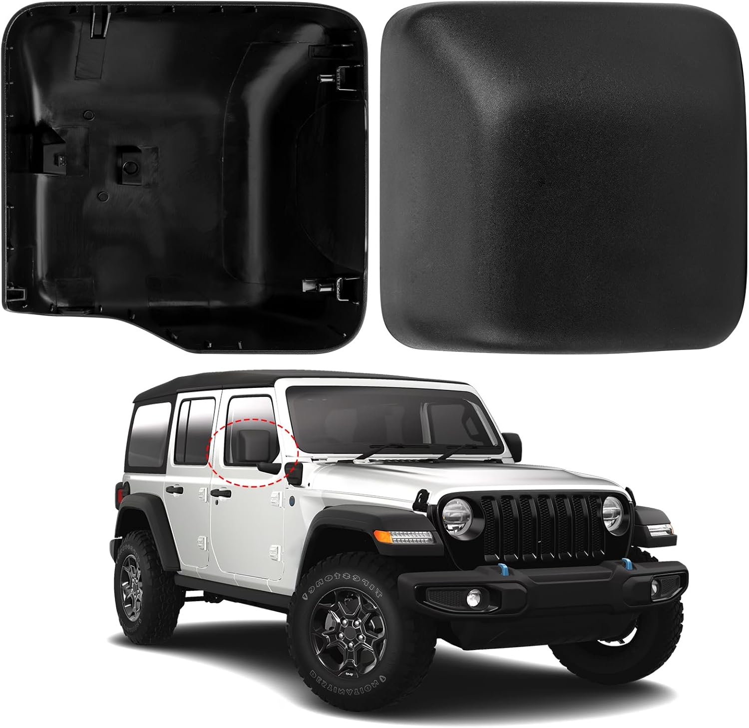 Passenger Side Mirror Cover Replacement for Jeep Wrangler JL 2018 2019 2020 2021 2022 2023 - Right Side Mirror Covers, Rear View Mirrors Cap Accessories Textured