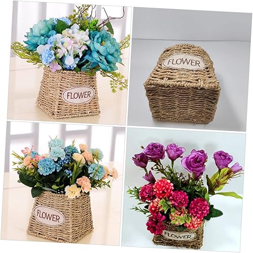 Miniatura 8 de Cabilock Cesta de almacenamiento de flores de paja, cesta de almacenamiento de paja, soporte de almacenamiento tejido a mano, cesta tejida a mano,