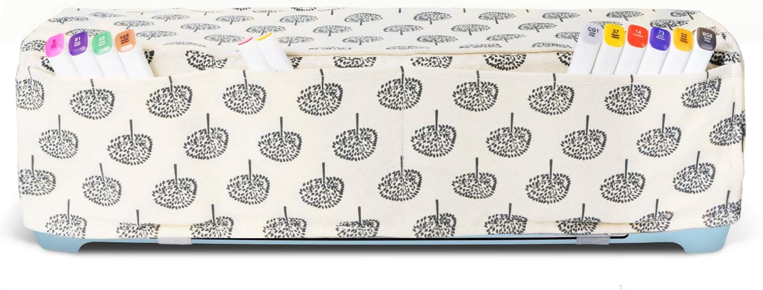 JOYPEA Dust Cover Compatible with Cricut Explore Air, Explore Air 2 and Maker, Canvas Cover with Back Pockets, Trees (Trees)