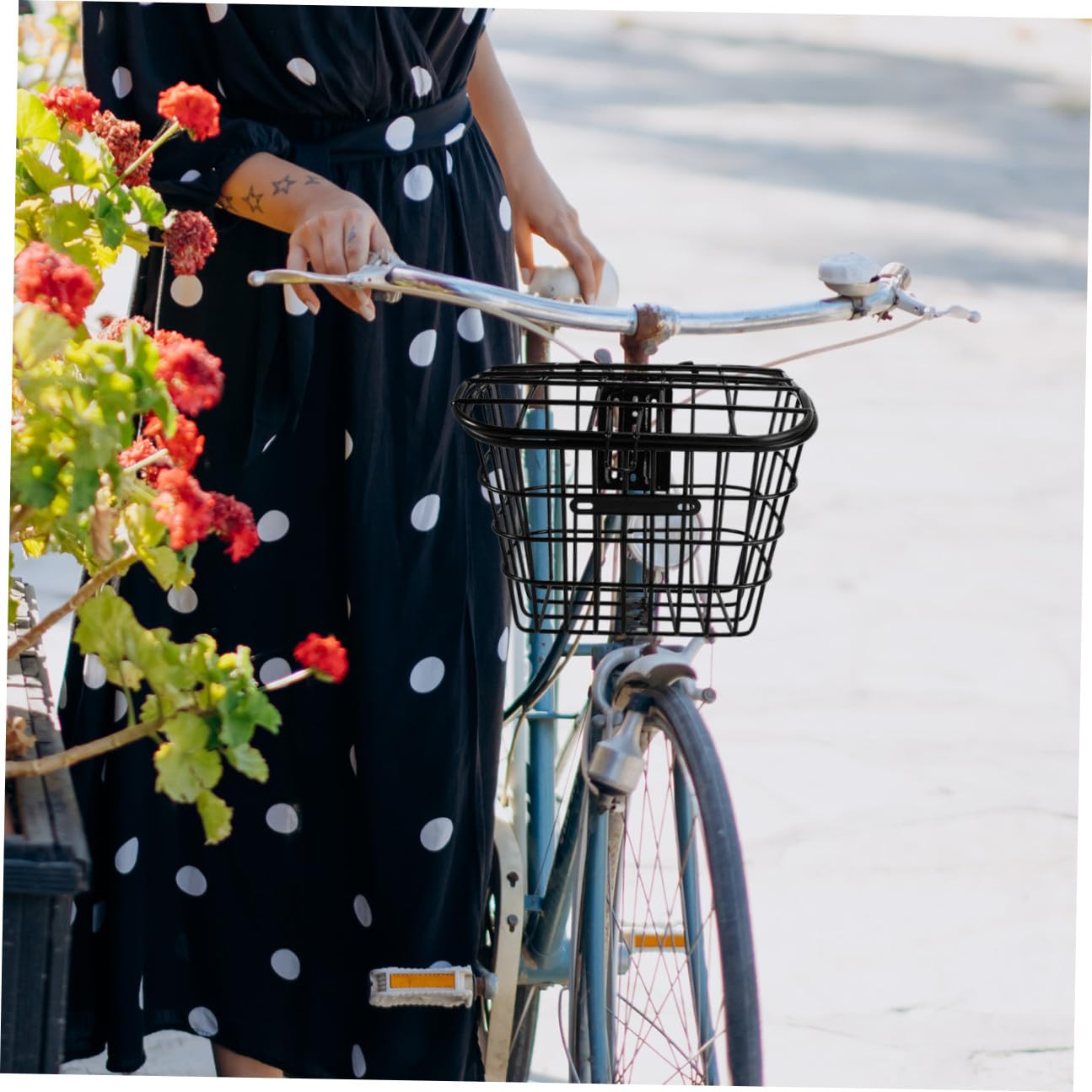 Cestino in Acciaio Inossidabile per Bici ed E-Bike Nero, Resistente alla Corrosione Ampio Spazio e Accessori per Installazione