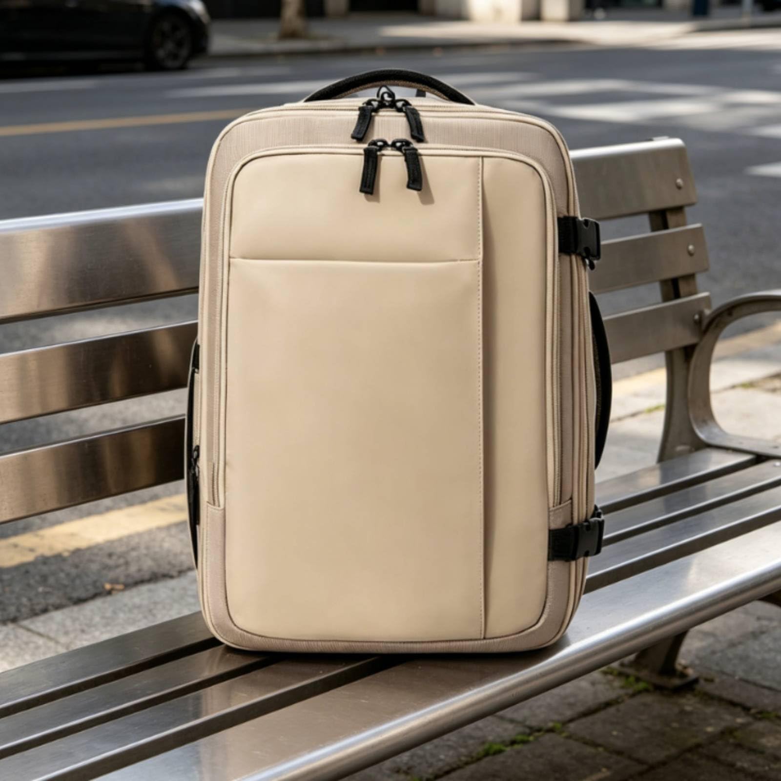 rockible Zaino da Viaggio con Scomparto Scarpe Borsa Sportiva Borsone Palestra Zaino Duffel Poliestere con Apertura Ampia E Tasca Calzature Adatto a Palestra, Beige, Cachi Chiaro