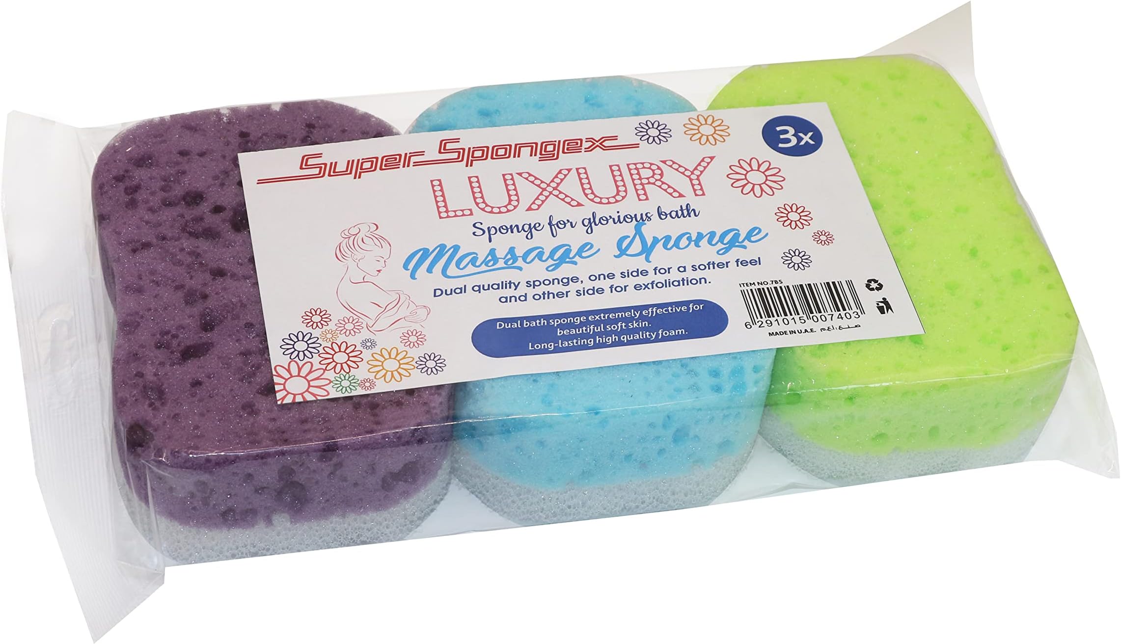 Luxury Bath Sponge [Medium size - Pack of 3], Luxury Sponge for glorious bath, massage sponge, Dual quality sponge one side for softer feel and other side for exfoliation