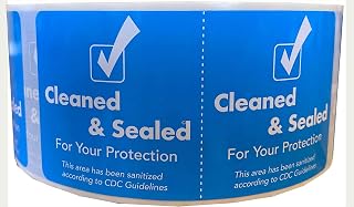 Cleaned and Sealed Tamper Seal Labels Blue 2 x 4 Inch 500 Total Labels Tamper Evident Tape for Hotels, House, & Car Rentals, White Plastic Permanent Adhesive, Tape Indicates Cleanliness & Security