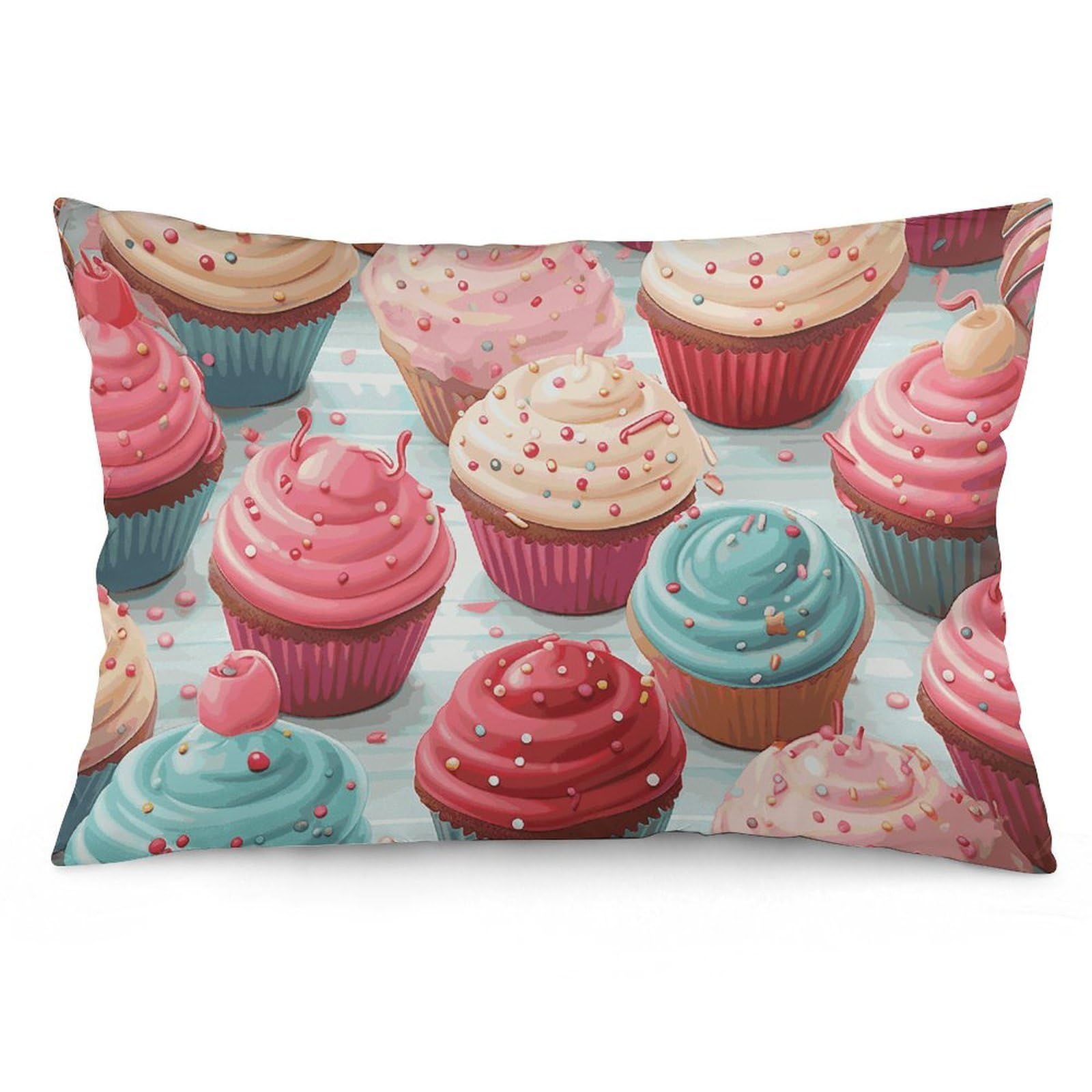 2 Pack Pillow Cases for Hair and Skin, Soft Breathable Pillow Case Covers with Hidden Zipper, Colorful Sweet Lollipop Cupcake Donut Pillowcase 16 "x24 Pillow Covers for Sleeping Gift