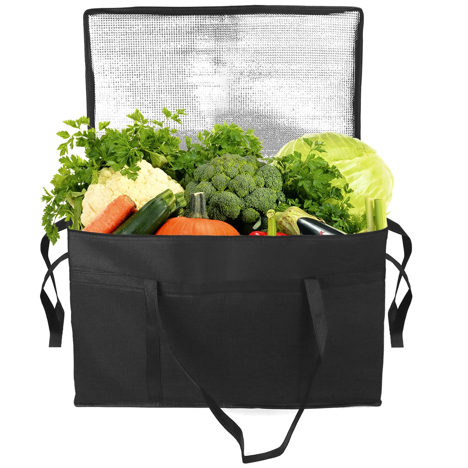 QWORK® Bolsa termica Porta Alimentos 58 * 35 * 38cm, Mantiene la Comida fría/Caliente, Ideal para Pizza, latas de Cerveza y Entrega de Comida