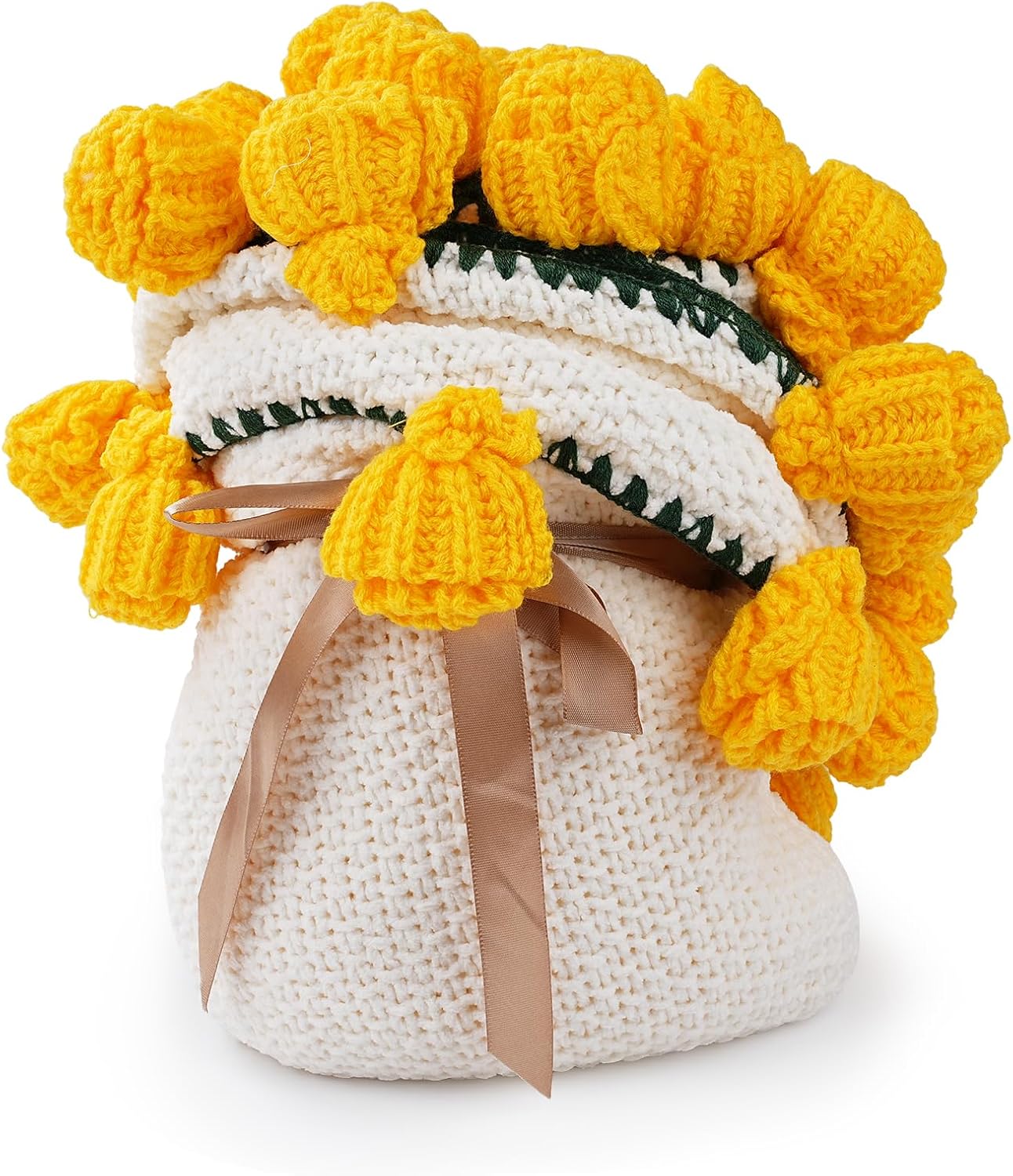 Crochet Flower Bouquet Blanket Kits, 43.31 Inch Round Dual-Use Throw & Décor – Machine Washable, Gift for Home, Birthdays, Mother’s Day (Yellow)