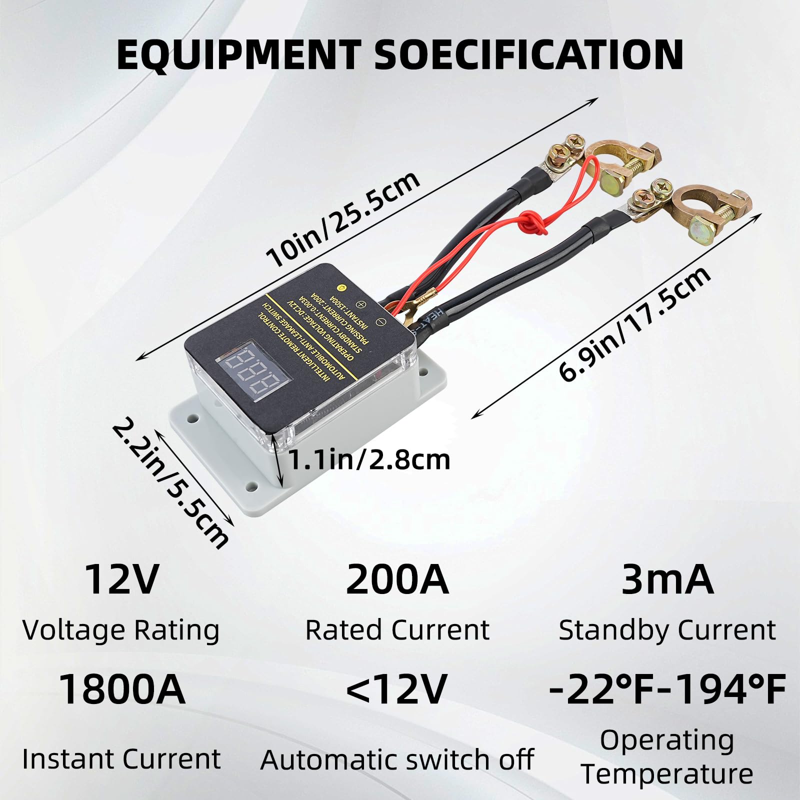 Anti-theft Battery Switch Remote Battery Disconnect Switch 12V 240A - Anti-Theft Kill Switch With LED Voltage Display RV Boat Battery Saver - View #5