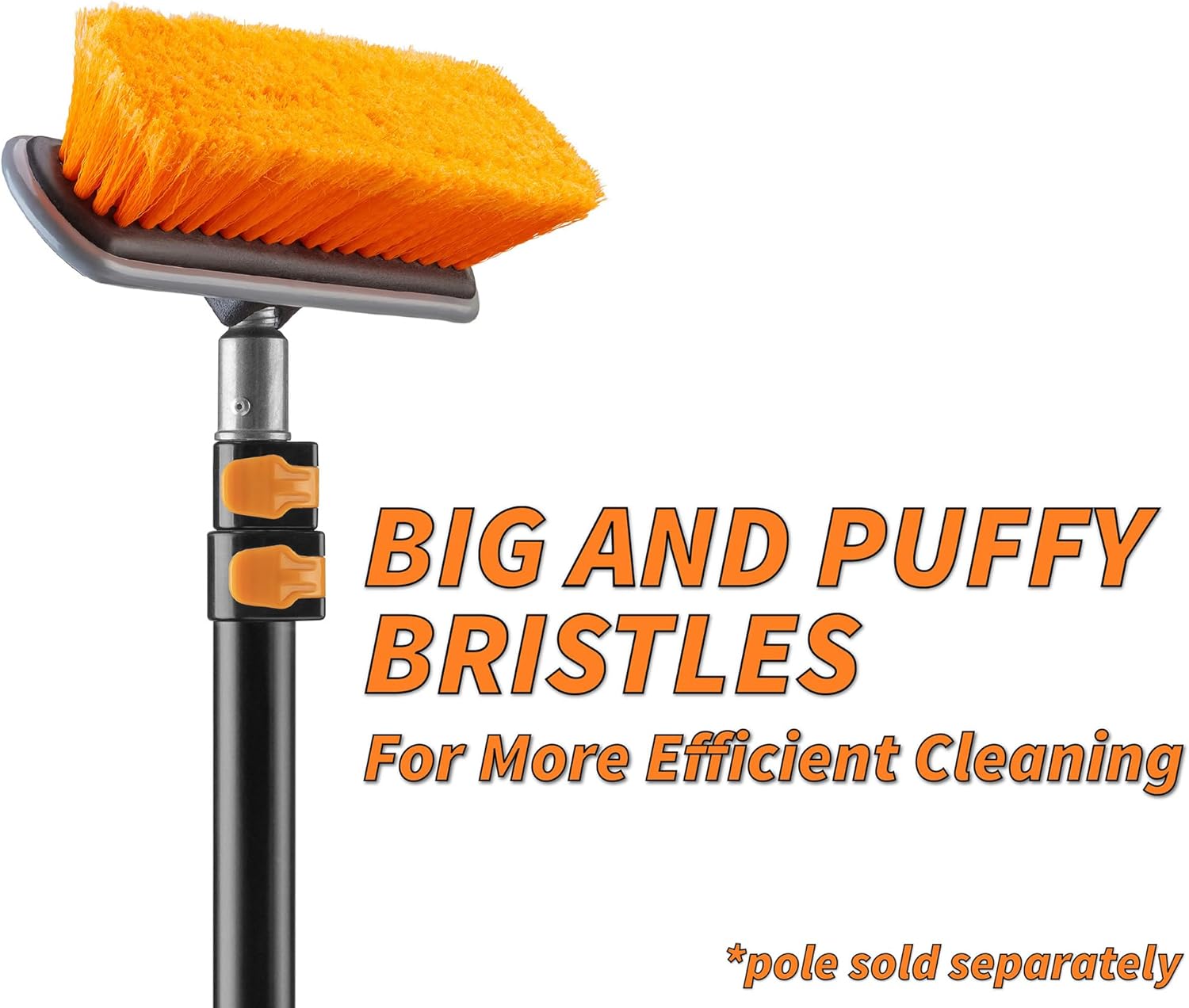 1.5-3 ft Long Paint Roller Extension Pole with Medium Bristle Deck Scrub Brushes - Composite Deck Brush Head, Vinyl Siding & Boat Scrub Brush with Extension Pole