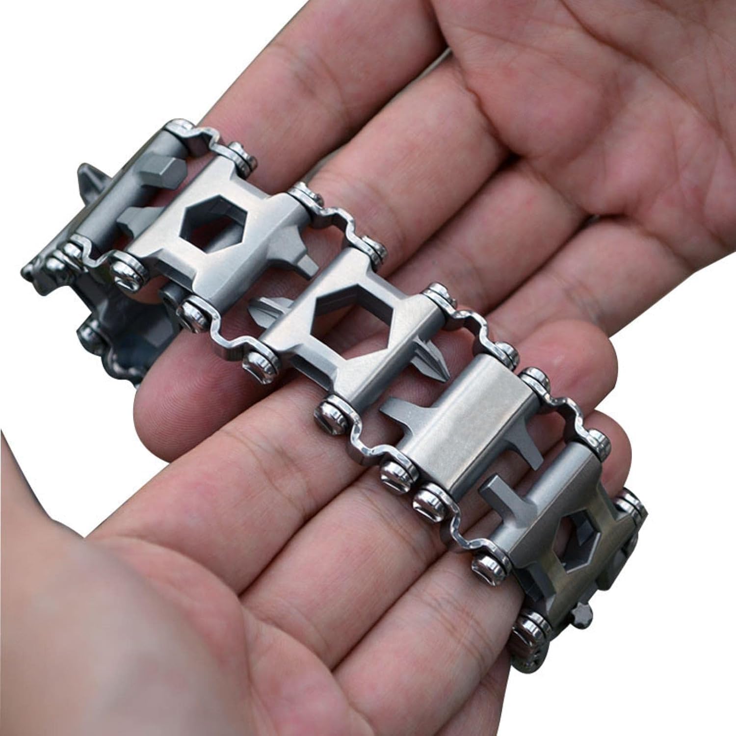 YYCFB Cacciavite multifunzione per braccialetto da esterno, apriscatole, apribottiglie, chiave 29 in 1 braccialetto in acciaio inossidabile indossabile