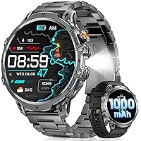 LIGEMI Smartwatch Uomo con 1000mAh Batteria/LED Torcia, 1.85'' Grande Orologio Smartwatch