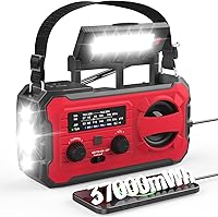 Vista 1 de 10000mAh Emergency Radio, NOAA Weather Radio with AM/FM, 37000mWh Rechargeable Phone Power, USB/Solar/Hand Crank Charging, LED Flashlight, SOS