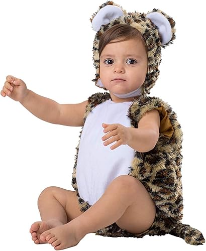 Dress Up America Disfraz de leopardo para bebés, disfraz de animal para bebé, disfraz y sombrero de burbujas de leopardo para bebés