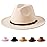 Jastore Kids Girls Boys Classic Wide Brim Bowknot Floppy Fedora Hat Wool Felt Bowler Cap (C-Beige, 5-10 Years)