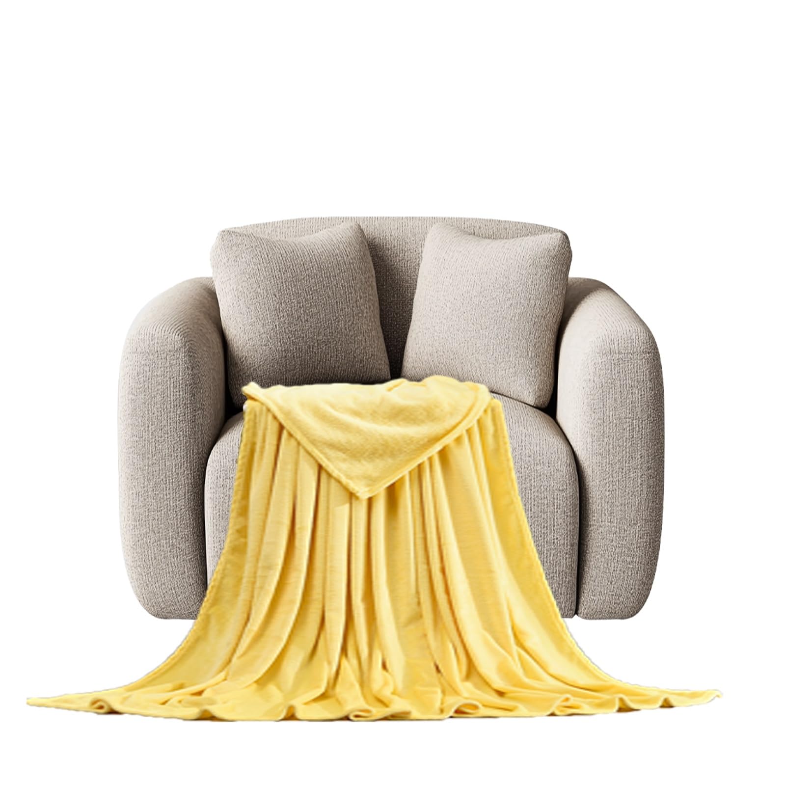 STGAO Throw 60 x 90 cm All Season Throws for Sofas Flannel Blanket for Sofa Couch Single Size, for Travel, Double & King Size, Yellow