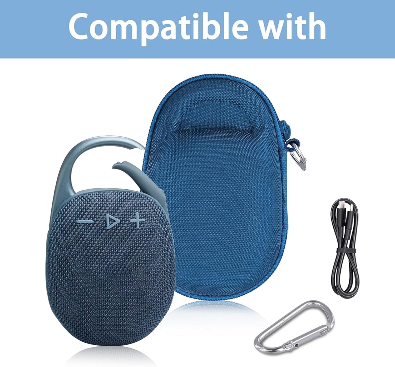 co2CREA Hard Carrying Case Replacement for JBL Clip 5 Waterproof Portable Mini Speaker (Blue Case) - Image 4