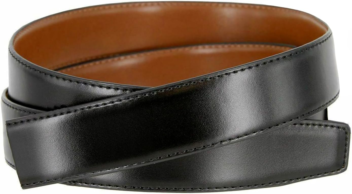 Reversible Belt Strap Replacement Genuine Leather Dress Belt Strap, 1-1/8", 1-1/4", 1-3/8" Wide