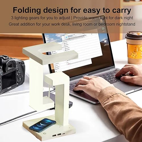 Miniatura 3 de Jiawu Lámpara de escritorio de levitación magnética, lámpara de escritorio LED flotante creativa, lámpara de noche antinoche, cargador de luz