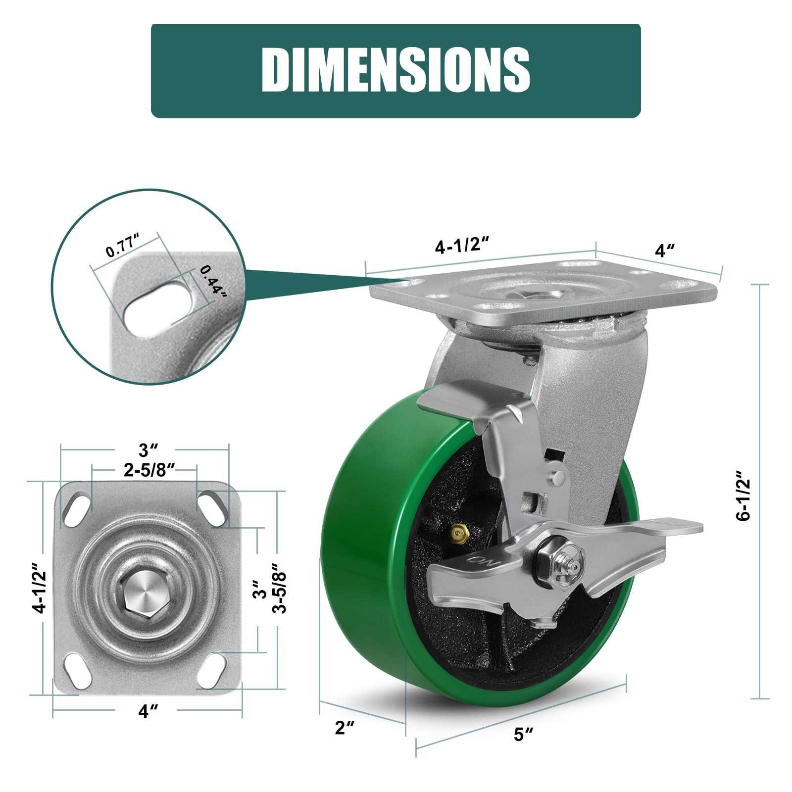 Heavy Duty Industrial Casters - 4000lb Capacity -2 Heavy Duty Industrial Casters - 4000lb Capacity -2