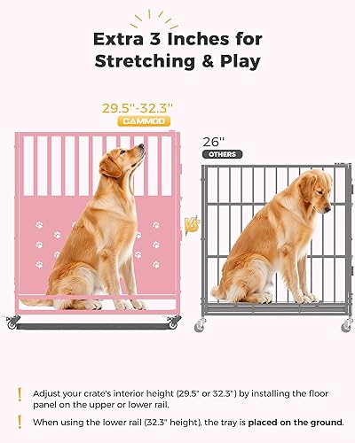 Miniatura 5 de Jaula resistente de 48 pulgadas para perros grandes, paneles mejorados a prueba de masticación, panel de suelo ensanchado para mayor comodidad,