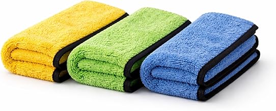 Ramanta Heavy Microfiber Cloth 500 GSM [Pack of 3] Cleaning Towel, Cloth for Dusting Washing & Mirror Glass Cleaning 40X40 Cm Premium Dual-Sided also Perfect for Bike & Cars Both Interior and Exterior