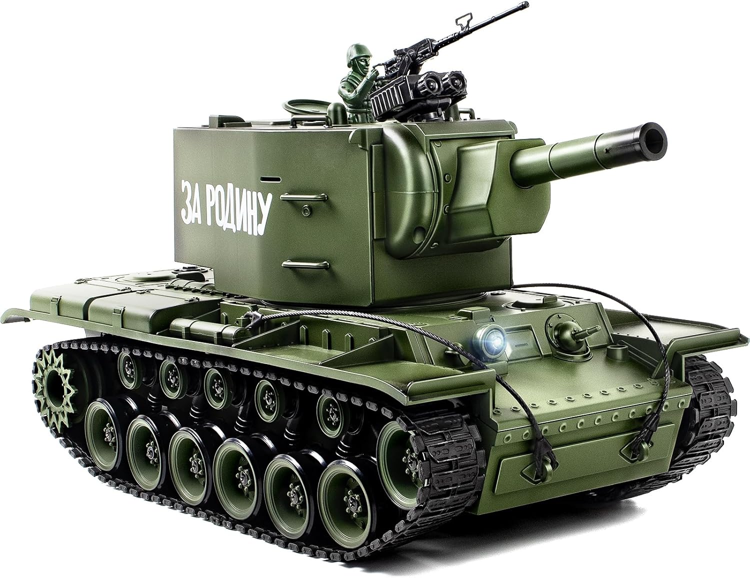 1/18 Soviet Union KV2 RC Tank, 2.4G Army Model Toy with Smoke, Sound and Lights, 165ft Remote Control, All-Terrain Indoor Outdoor Toy for Kids & Adults