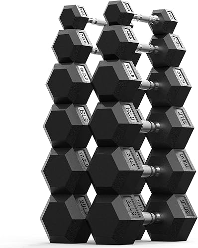 Miniatura 24 de PAPABABE Juego de mancuernas, mancuernas de gimnasio en casa con revestimiento de goma, mancuernas para mujeres y hombres, pesas de mano para