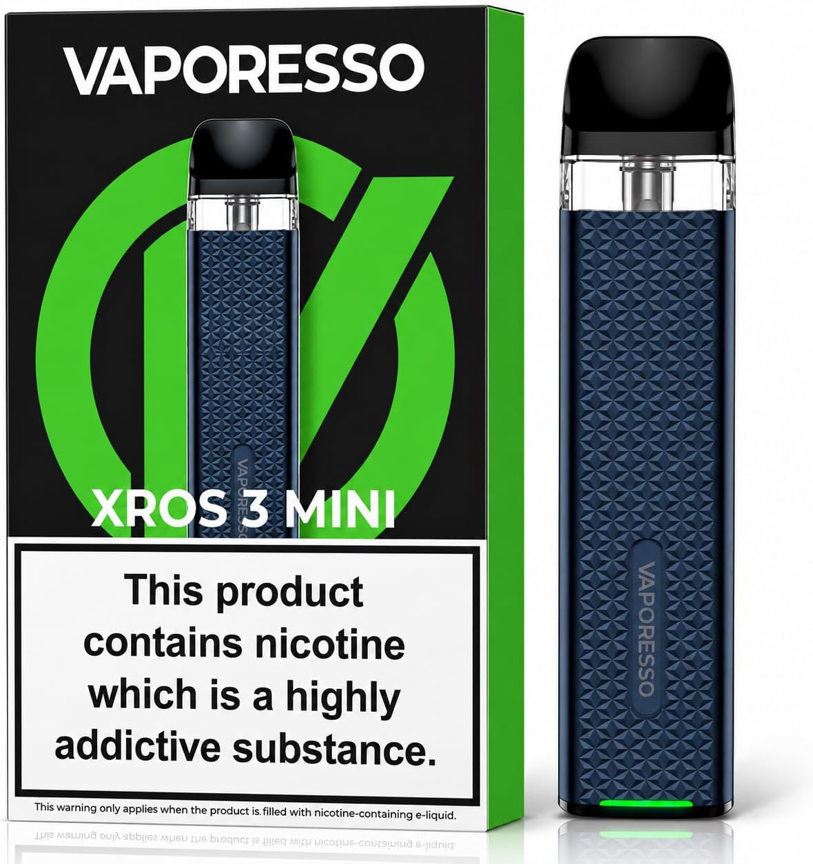 XROS 3 Mini Pod Vape Kit [Navy Blue] Refillable | Authentic 1000mAh Battery Rechargeable Vape Device, Includes 0.6Ω COREX Mesh Pod, Type-C Charging Cable, No Nicotine