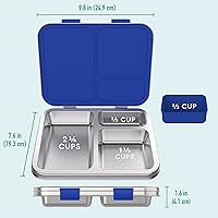 Vista 8 de Bentgo Lonchera de acero inoxidable para niños, resistente a las fugas, 3 compartimentos con recipiente de silicona adicional, duradera, ecológica