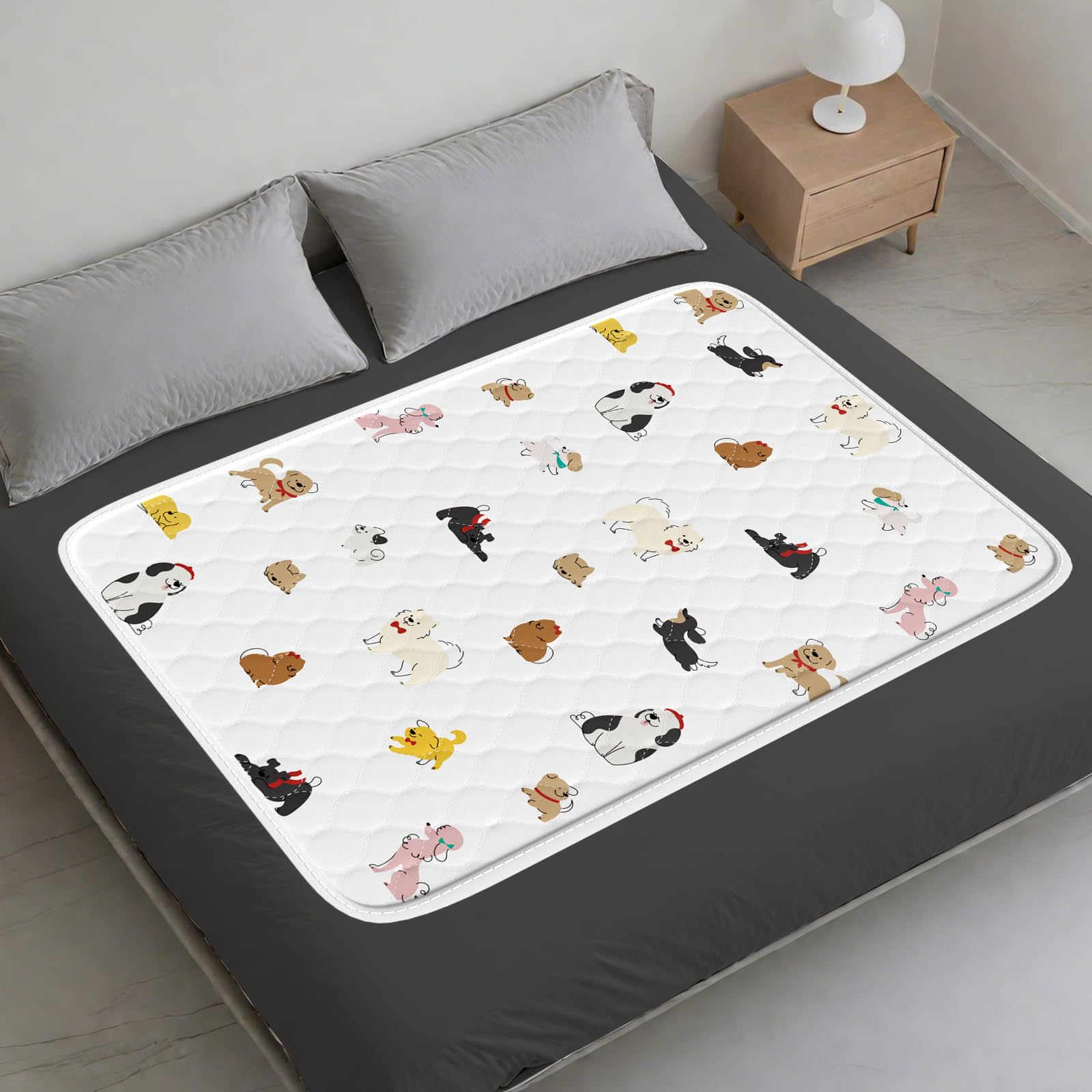 Bed Wetting Pads for Kids & Toddlers, 5 Layer Waterproof Washable Pee Pads, Potty Training Mattress Protector, Absorbent Chuck Pads Non Slip for Kids, Hospitals, Pets, Senior - 40"x60" (White,1 Pack)