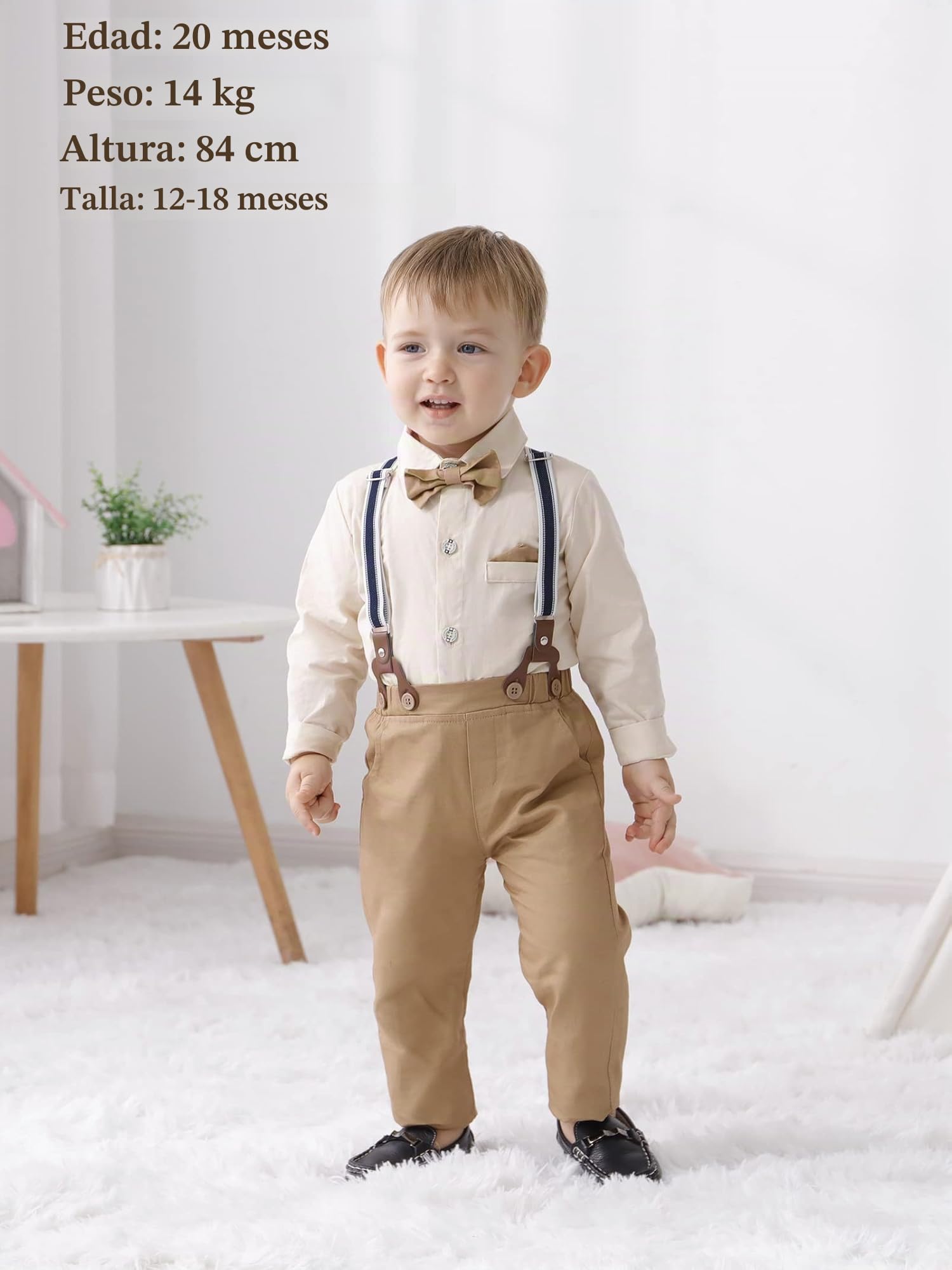 Traje de Conjuntos para Bebé Niño, Niño Conjunto Ropa Camisa con Pajarita + Pantalón Para Bautizo Boda