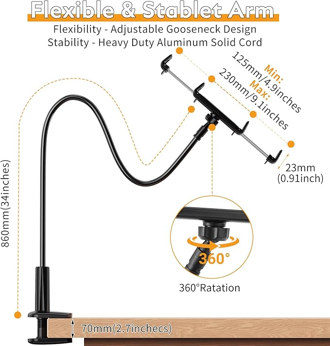 Soporte Peastrex con brazo flexible para Kindle y tabletas miniatura 5