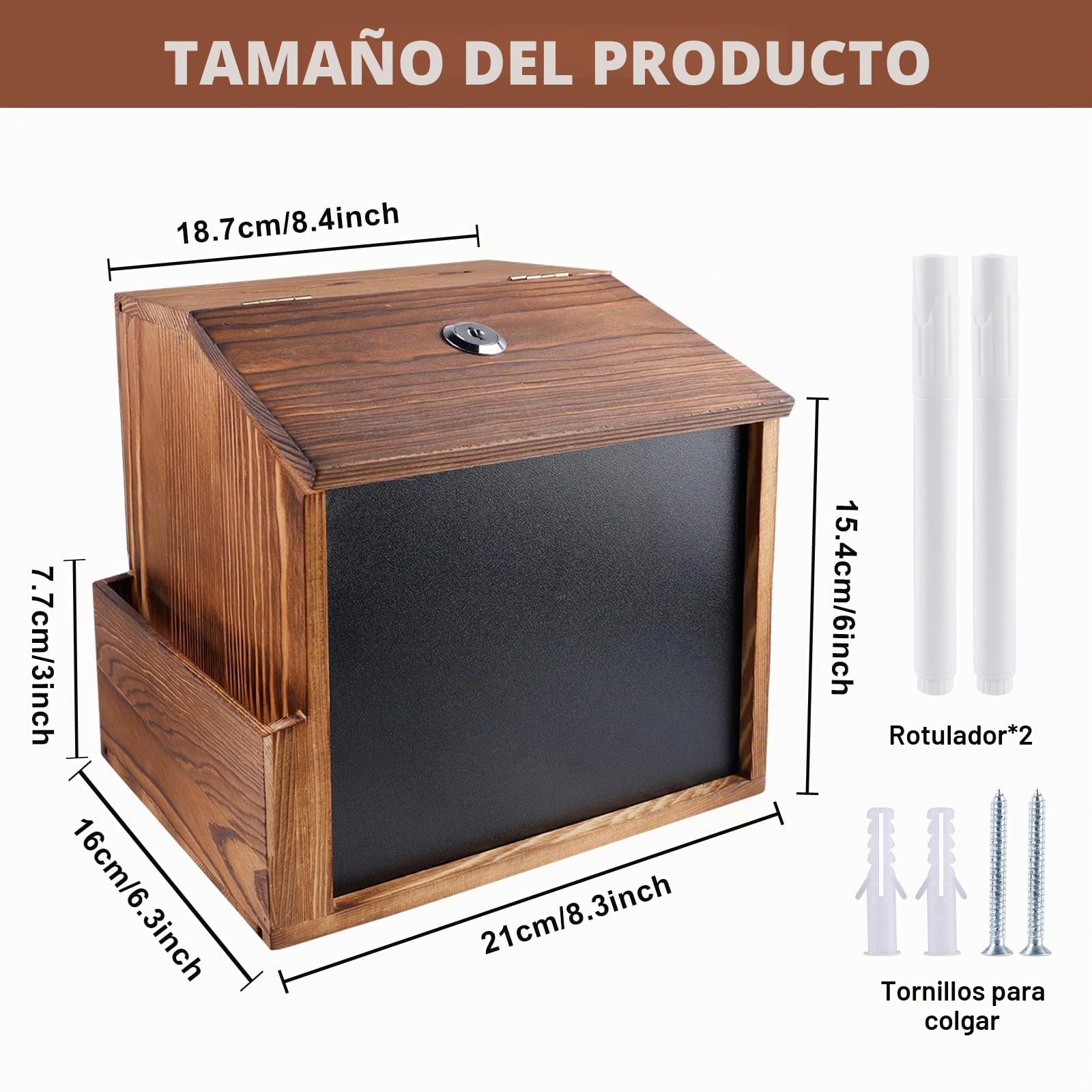 Caja De Sugerencias De Madera, Caja De Sugerencias, Caja De Donaciones Con Cerradura Y Bolígrafo Buzón Para Montaje En Pared Buzón De Madera Caja De Votación Urna De Elección