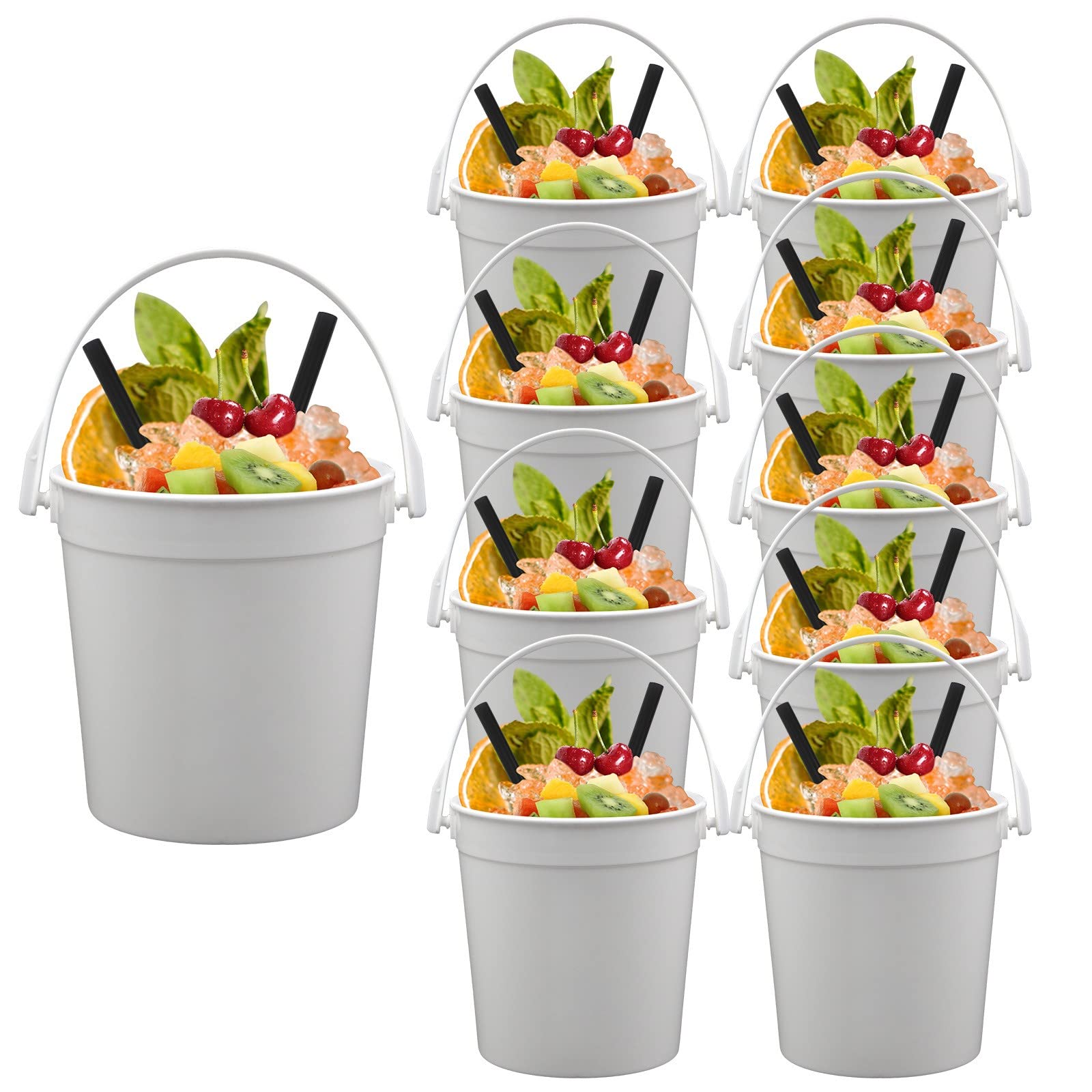 10Pack Plastic Cocktail Buckets For Drinks Anything But A Cup Party Ideas 32oz Reusable Punch Bowls 1 Liter Ice Bucket Smoothie Bucket Tea Glass Bottle Double Wall