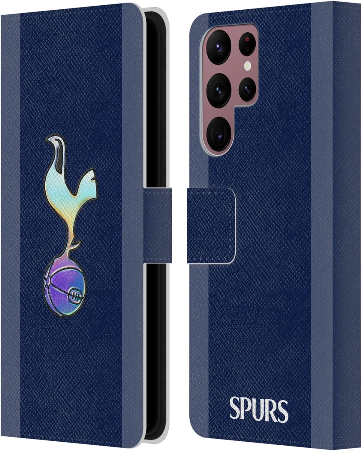 Head Case Designs Officially Licensed Tottenham Hotspur F.C. Dark Blue and Purple 2023/24 Badge Leather Wallet Case Compatible with Samsung Galaxy S22 Ultra 5G