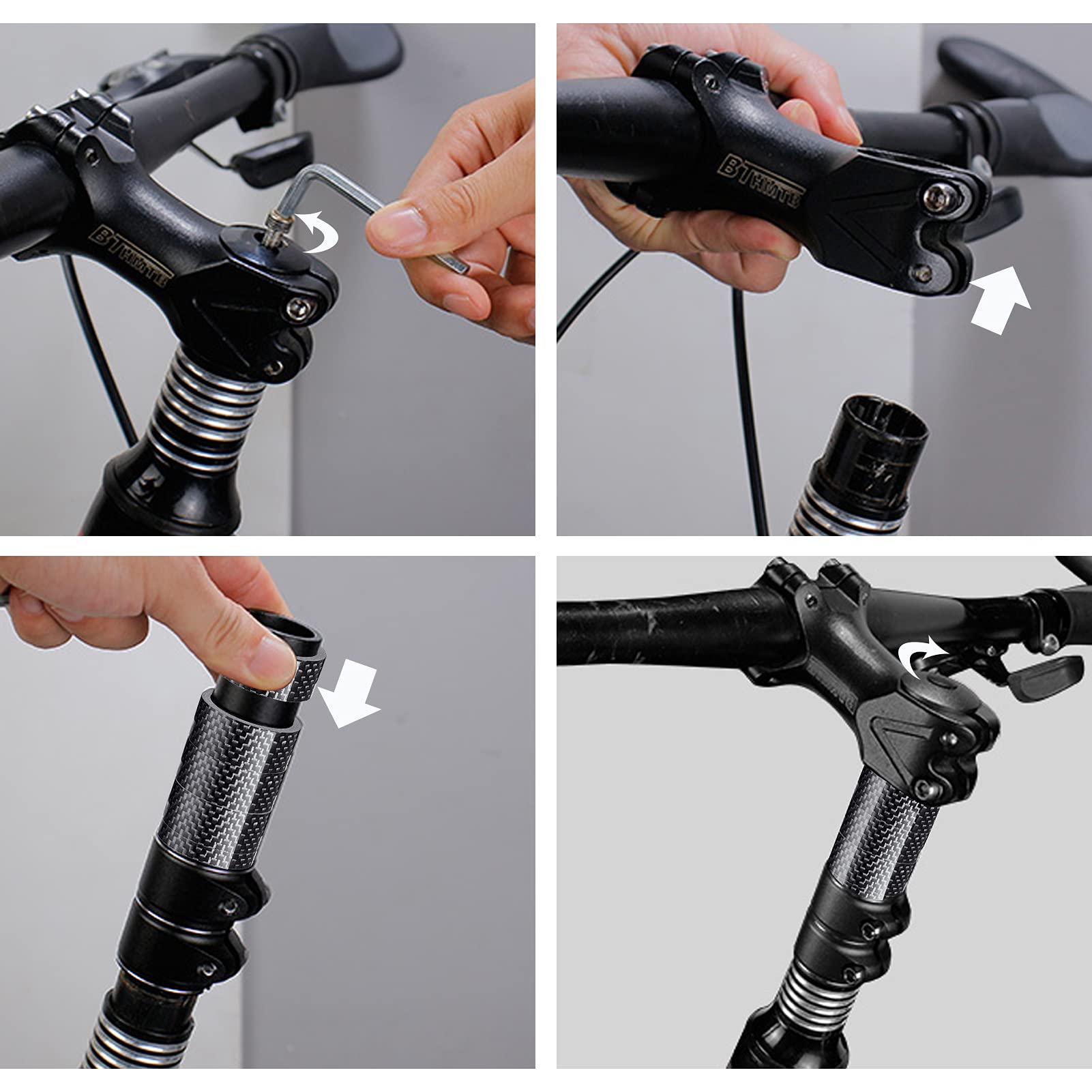 HONGECB Distanziatore in Fibra di Carbonio, Distanziatori per Bicicletta in Fibra di Carbonio, Distanziali in Carbonio per Bici, 1/8" Bike Headset Spacer, per Bici da Strada MTB, 6 Pz