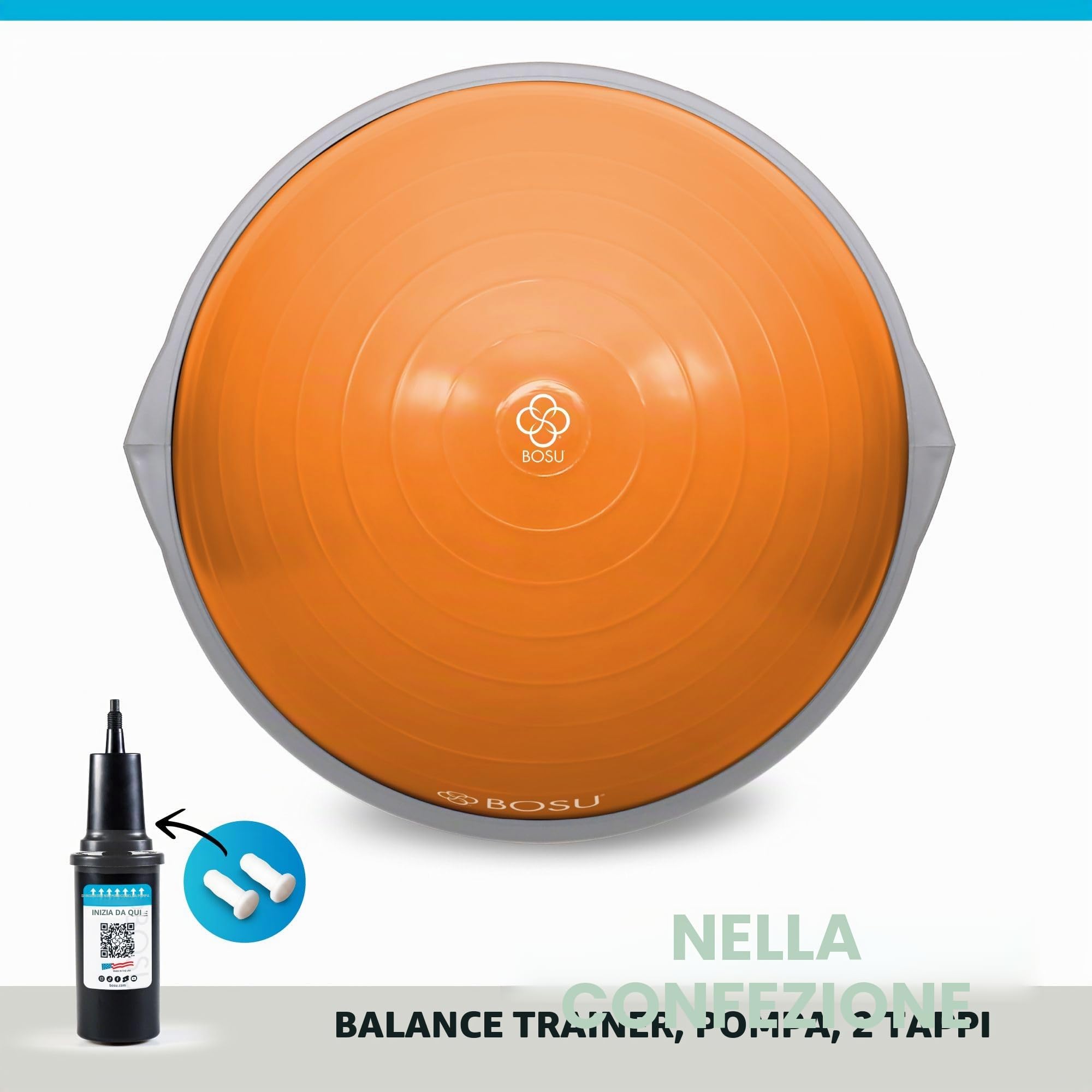 Bosu Attrezzo Originale per allenare l’Equilibrio, per Palestra in casa, Diametro di 66 cm