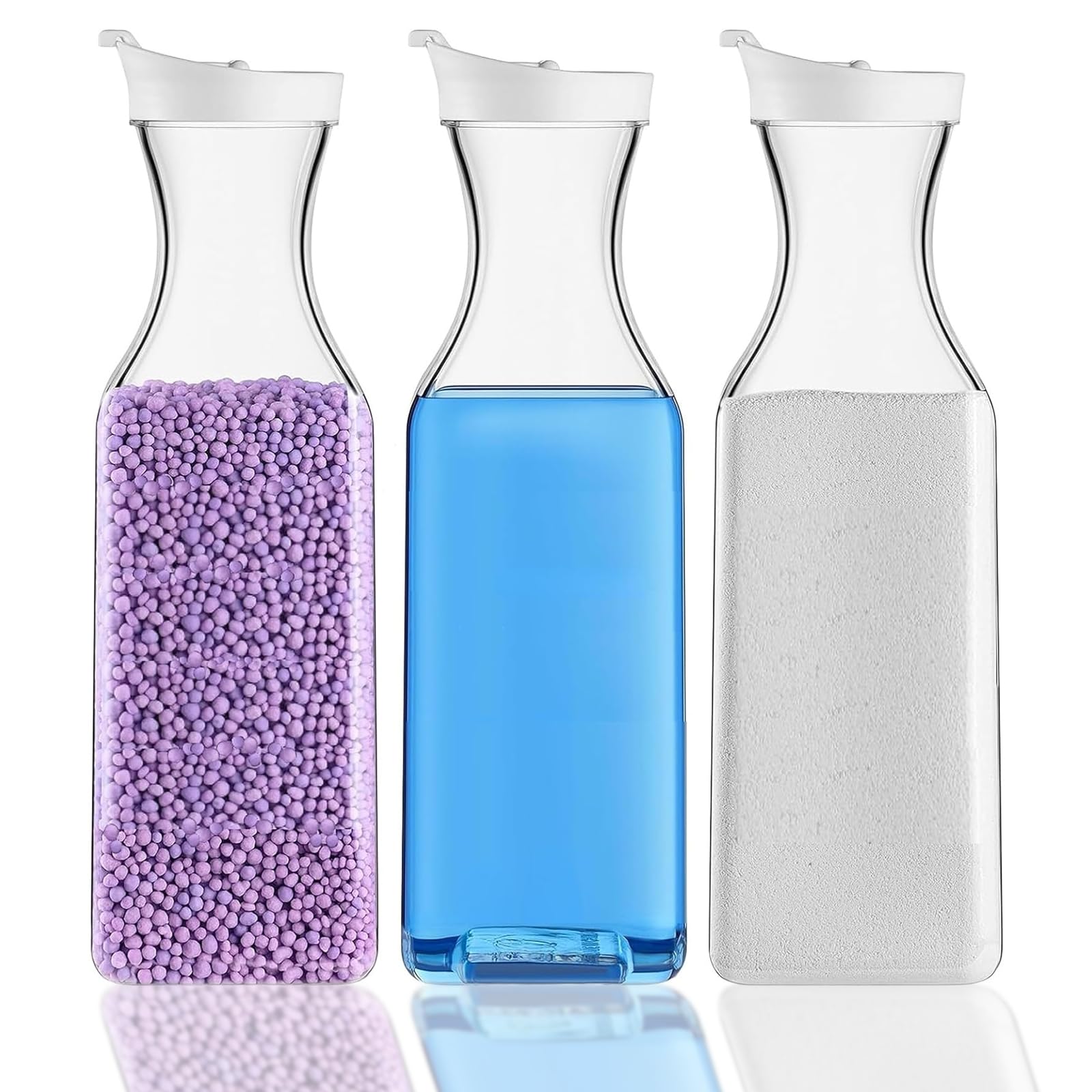 Pudełko do przechowywania środków piorących, 3 sztuki środków piorących, pojemnik na proszek do prania 1,5 l, do stosowania w detergentach, płynnych środkach piorących i perełkach zapachowych