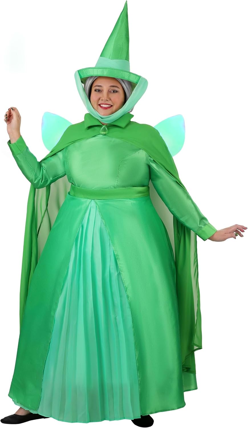 Women's Plus Size Disney Sleeping Beauty Fauna Costume, Green Fairy Godmother Cosplay Outfit
